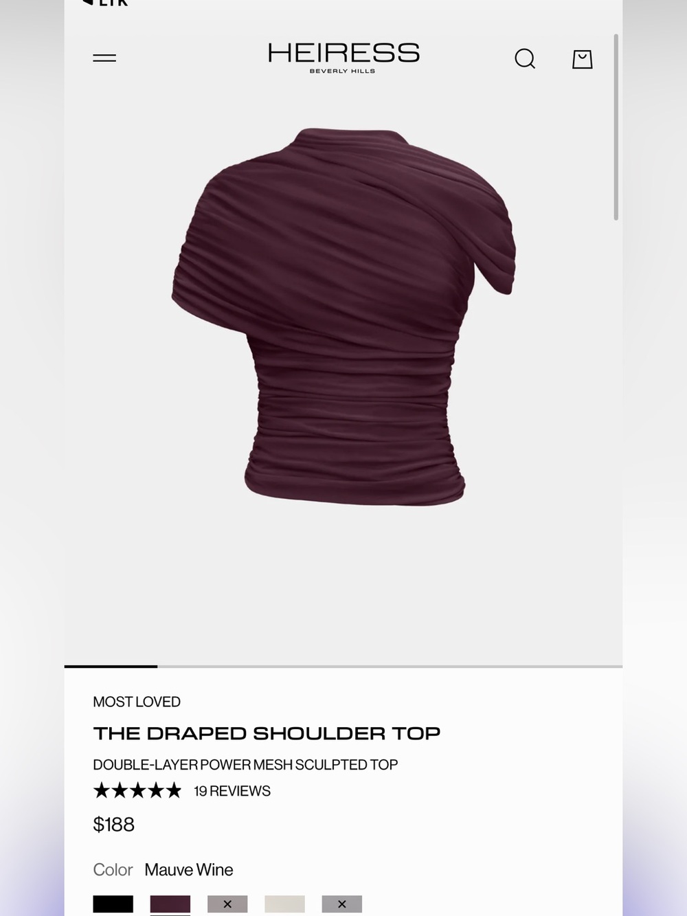 Heiress Beverly Hills Rouched Top NWT